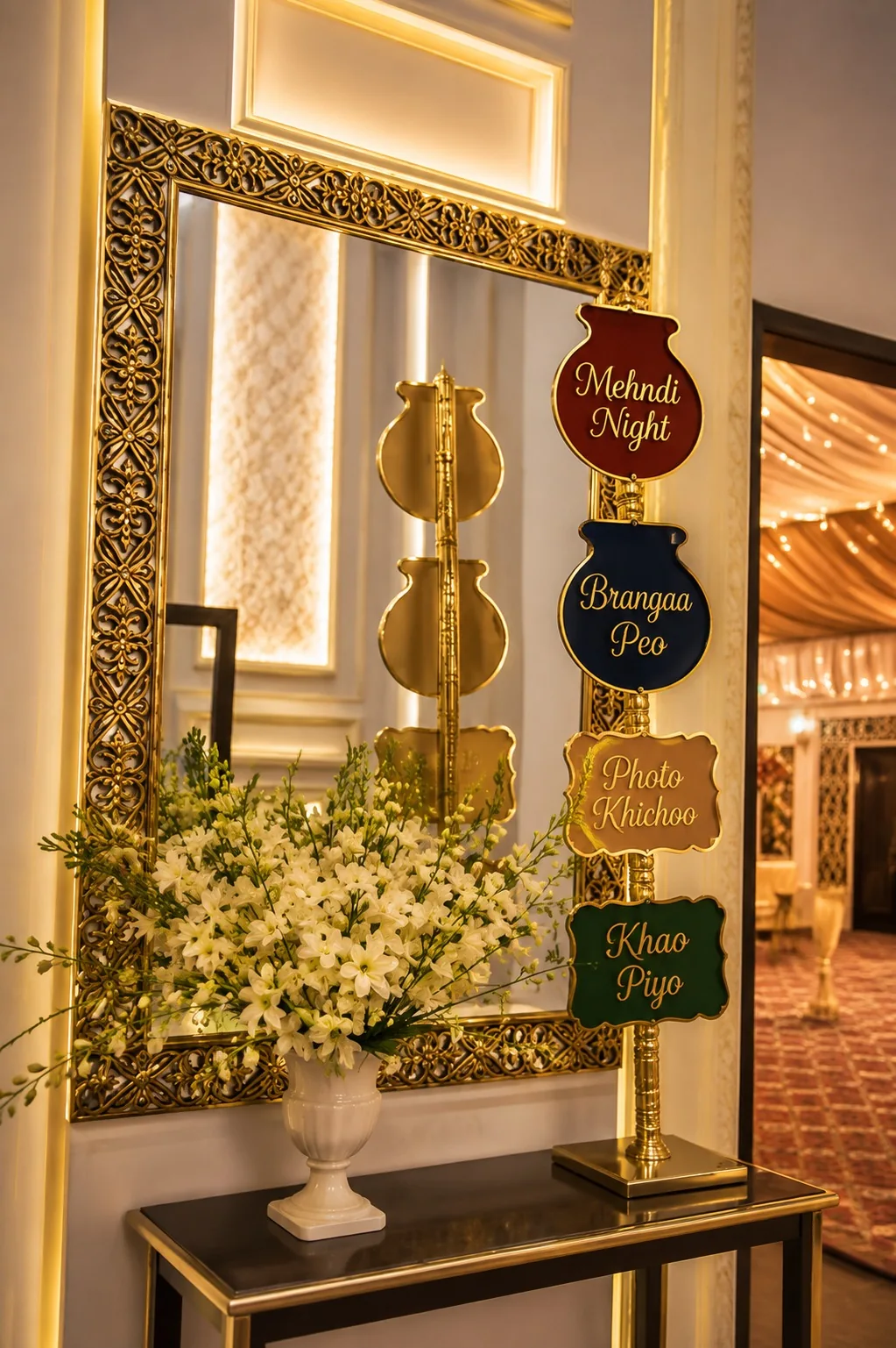 Mehndi night decorative detail at Royalston Grand